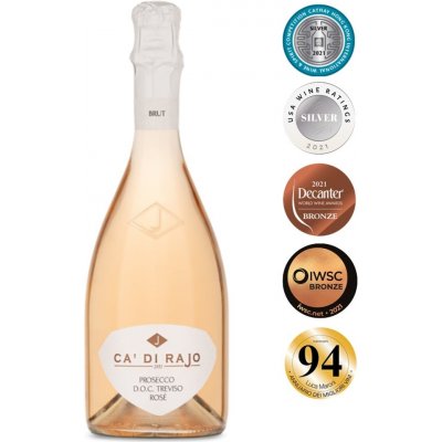 CA' DI Rajo Prosecco Rosè Millesimato Treviso DOC Brut 2021 11,5% 0,75 l (holá láhev) – Zboží Mobilmania