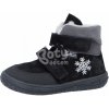 Dětské kotníkové boty Jonap zimní kožené barefoot boty s membránou Jerry černá vločka