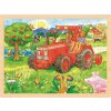 Puzzle Goki na desce Červený traktor 96 dílků