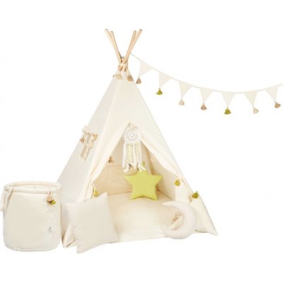 ELIS DESIGN luxury Set teepee stan Krémový se střapci – Zboží Mobilmania