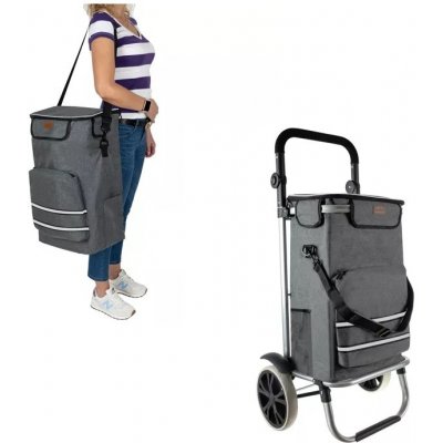 Nákupní vozík na kolečkách skládací šedý – Zboží Dáma