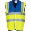 Pracovní oděv YOKO Výstražná vesta Fluo Band 2+ na suchý zip s oboustrannými reflexními pásky žlutá-modrá královská