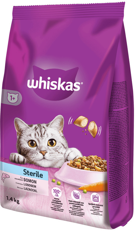 Whiskas Dry Sterile s lososem 1,4 kg