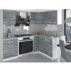Kuchyňská linka Belini Armin3 300 cm šedý antracit Glamour Wood s pracovní deskou