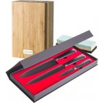 G21 Damascus Premium sada nožů 3 ks a bambusový blok a brusný kámen – Zboží Dáma