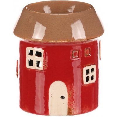 Rosa aroma lampa tvar domku na čajovou svíčku červená – Zboží Dáma