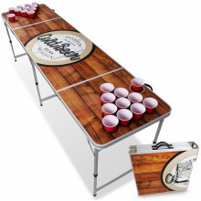 BeerCup Backspin Beer Pong, stůl, souprava, dřevěný, přihrádka na led, 6 míčků, 50 Cups