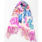 Classic Scarf kašmírová šála květinová béžová – Zboží Dáma