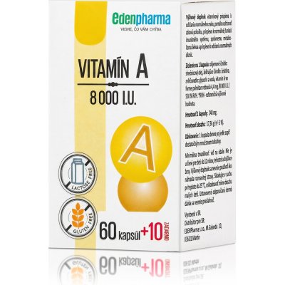 EDENPharma Vitamin A 8000 I.U. 60+10 kapslí – Hledejceny.cz