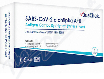 JusChek SARS-CoV-2 a chřipka A/B antigen.test 1 ks