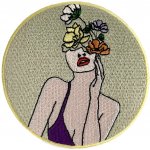 Nažehlovací nášivka Dívka s květinou v hlavě 8,5 x 8,5 cm – Zboží Dáma