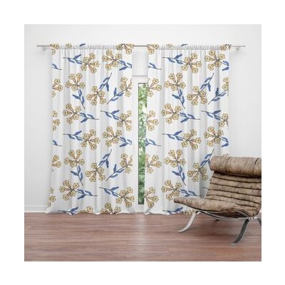 Sablio Závěs Žluté kvítí: 2ks 140x250cm – Hledejceny.cz
