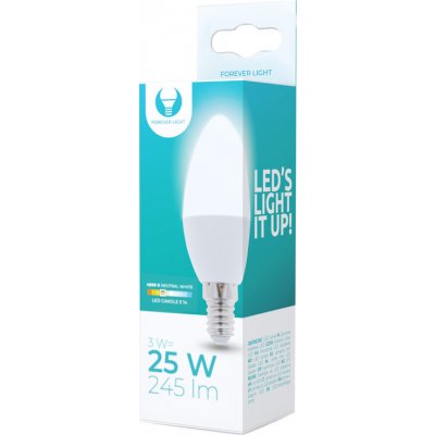 Forever Led žárovka E14 3W 4500K svíčka – Hledejceny.cz