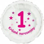 Balonky.cz Krásné 1. narozeniny fóliový balónek kruh pro holky
