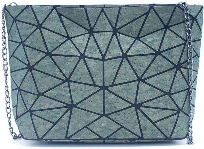 Korková kabelka přes rameno geometrické tvary Tyrkysová