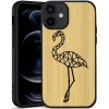 Pouzdro a kryt na mobilní telefon Apple PROTEMIO 28286 BAMBOO Dřevěný kryt Apple iPhone 12 Mini FLAMINGO (084)