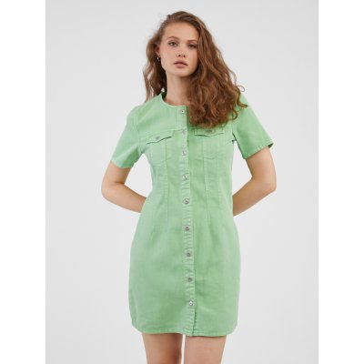 Pieces dámské džínové košilové šaty Tara zelené