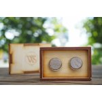 Wood Style manžetové knoflíčky šedé hedvábí – Zboží Dáma