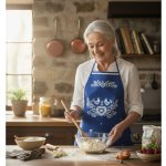 Forbyt kuchyňská zástěra FOLK podklad modrý 64x76cm – Sleviste.cz