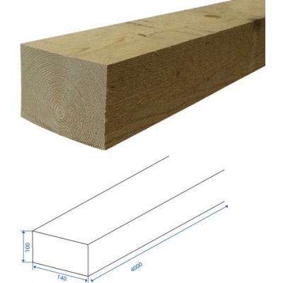 Dřevoobchod Stavební řezivo - hranol 100x140x4000 mm