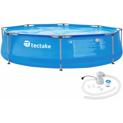 Tectake 402895 bazén kruhový s ocelovou konstrukcí a filtračním čerpadlem 300 x 76 cm - modrá