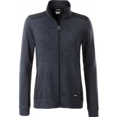 James Nicholson dámská mikina Knitted Workwear Fleece Jacket Carbonový melír Černá – Zboží Mobilmania