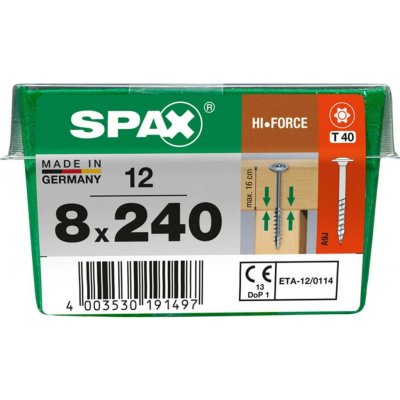SPAX Vrut 8x240, HI.FORCE, talířová hlava, T-STAR plus, WIROX, 12 ks (L) – Hledejceny.cz