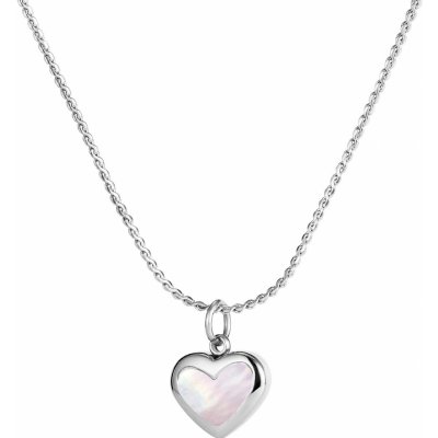 Šperky eshop Ocelový stříbrná barva jemný řetízek přívěsek ve tvaru srdce s duhovými odlesky S67.06