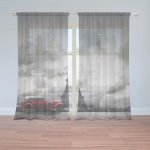 Sablio Záclony Eiffelova věž a červené auto: 2ks 150x250cm – Zboží Mobilmania