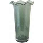 Zelená skleněná vysoká váza s volánkem Milla - Ø 13*22 cm - Strömshaga – Sleviste.cz