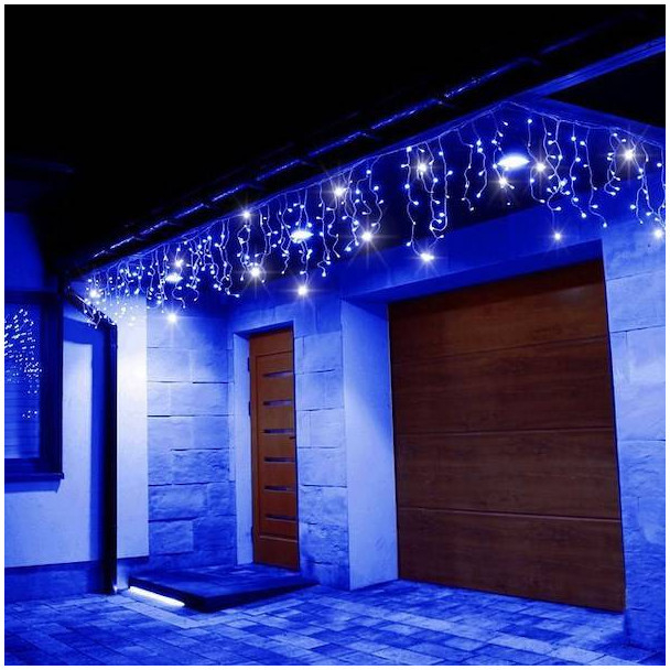 SPRINGOS LED krápníky 14 5m 300LED IP44 modrá + záblesky