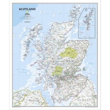 National Geographic Skotsko - nástěnná mapa Classic 76 x 91 cm Varianta: bez rámu v tubusu, Provedení: laminovaná mapa v lištách