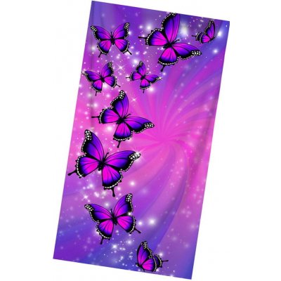 Excellent Plážová osuška fialovo růžová 70 x 140 cm Motýli – Zboží Mobilmania