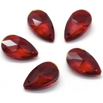 Broušený přívěsek kapka plochá 22mm červená – Zboží Dáma