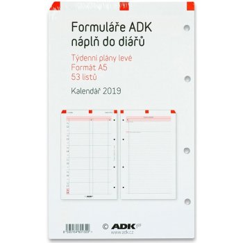 ADK Týdenní plány levé 2019 náplň k A5 diářům