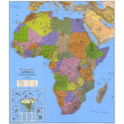 Global Mapping Afrika - nástěnná politická mapa 100 x 114 cm Varianta: bez rámu v tubusu, Provedení: laminovaná mapa v lištách