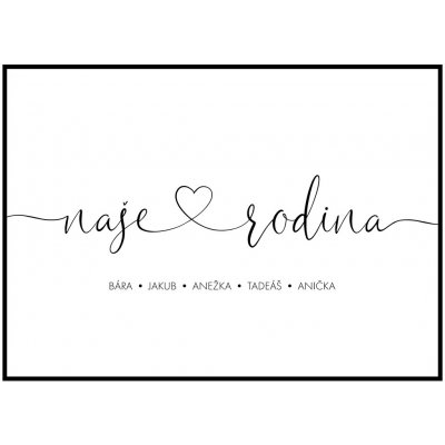 Jen tak z lásky Plakát Naše rodina se jmény Rozměr plakátu: 30 x 40 cm – Zboží Dáma