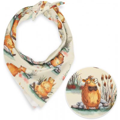 Biante Dětský bavlněný šátek Sandra SA-710 Kapybary na krémovém – Zboží Dáma