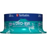 Verbatim DVD-RW 4,7GB 4x, SERL, spindle, 25ks (43639) – Hledejceny.cz