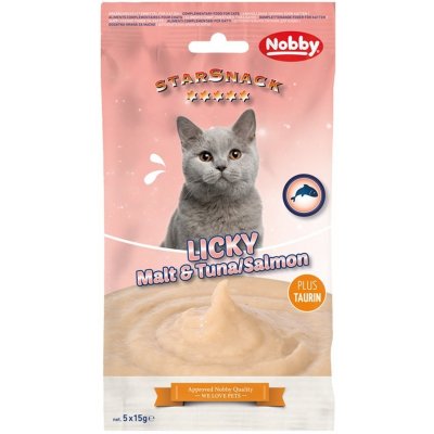 Nobby Starsnack Licky Cat Masové pyré s tuňákem, lososem a sladem 5 x 15 g – Zbozi.Blesk.cz