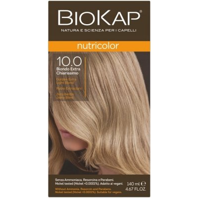 Biokap Nutricolor barva na vlasy 10.0 Zlatá Velmi Světlá Blond 140 ml