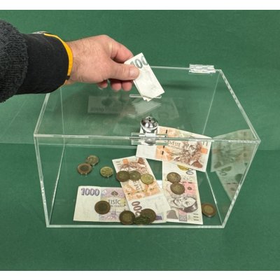 Kasička pokladnička 300x200x200 mm kapsa na letáky klíč – Zboží Dáma