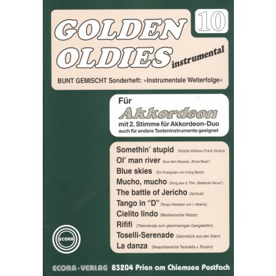 Golden Oldies for Accordion 10 / skladby v úpravě pro jeden nebo dva akordeony – Zboží Mobilmania