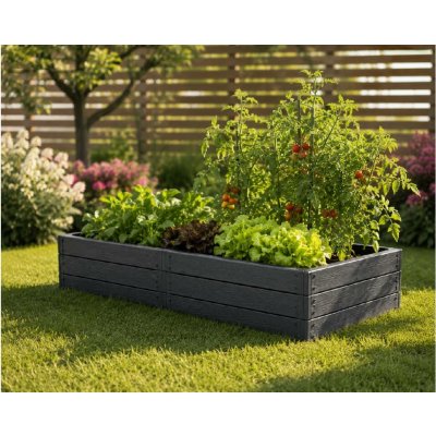 Prosperplast Vyvýšený záhon plastový WOODY 1492x756x250mm antracitový – HobbyKompas.cz