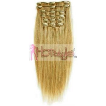 HOTstyle Clip in vlasy 40cm Remy pravé lidské AAA přírodní/světlejší blond