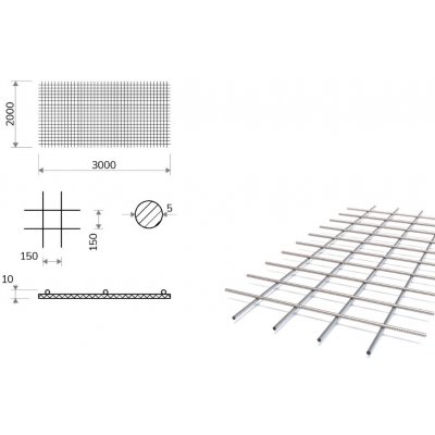 Kari síť s okem 150/150 mm, 2x3 m, průměr 5 mm (KD37) – Zboží Mobilmania