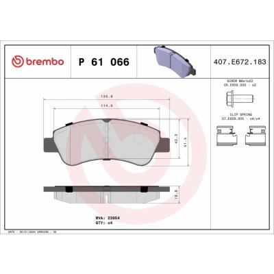 Sada brzdových destiček, kotoučová brzda BREMBO P 61 066 – Zbozi.Blesk.cz