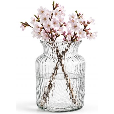 Skleněná váza na květiny s vroubkováním Ø 19 × 25 cm | Gastrokitchen% – Hledejceny.cz