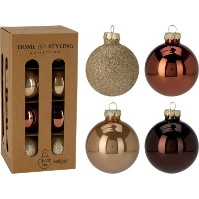 Sada 16 ks vánočních ozdob Crystal Harmony, cofee, pr. 6 cm, sklo – Zboží Dáma