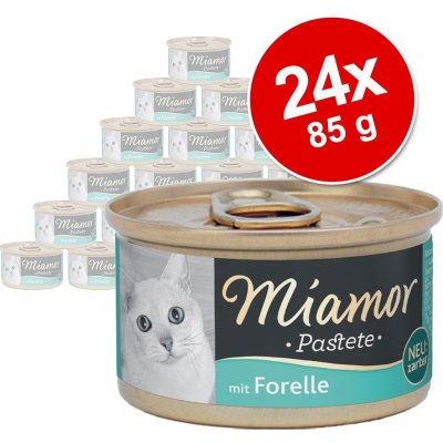 Miamor Katzenzarte Fleischpastete paštika pstruh 24 x 85 g